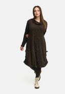 'Brunel' Dress – Cowl-Neck, Side Ruching & Midi Length