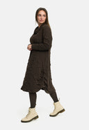 'Brunel' Dress – Cowl-Neck, Side Ruching & Midi Length